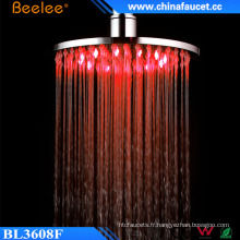 Beelee Pommeau de douche tournant de chrome de salle de bains ronde de 8 pouces LED